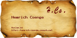 Hemrich Csenge névjegykártya